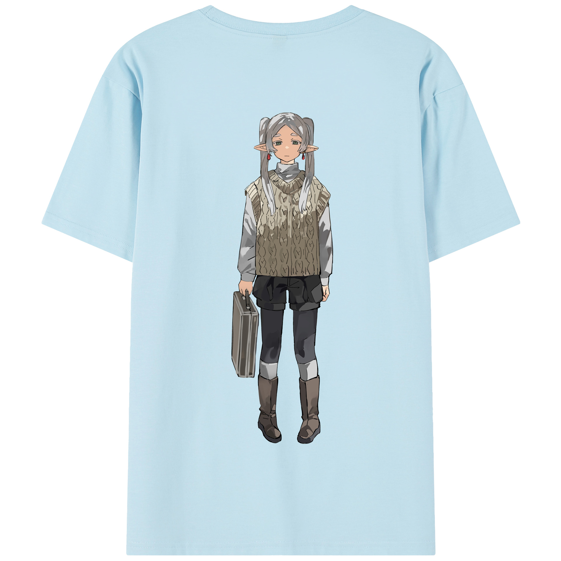 （画像用） 葬送のフリーレン Frieren 綿100％半袖Tシャツ（背面プリント）